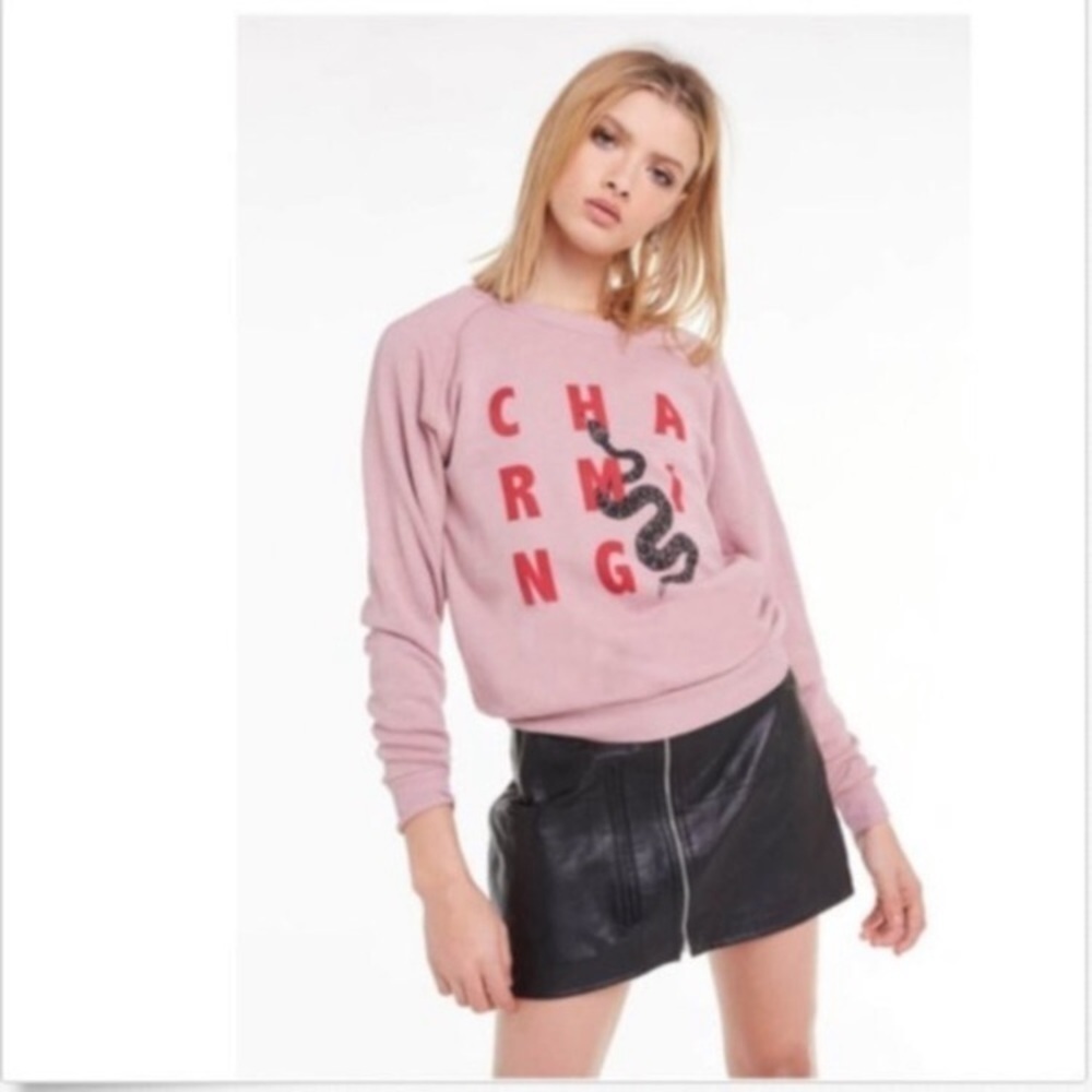NWT Wildfox Charming Snake Biona Sweatshirt Pullover Pink Size Small